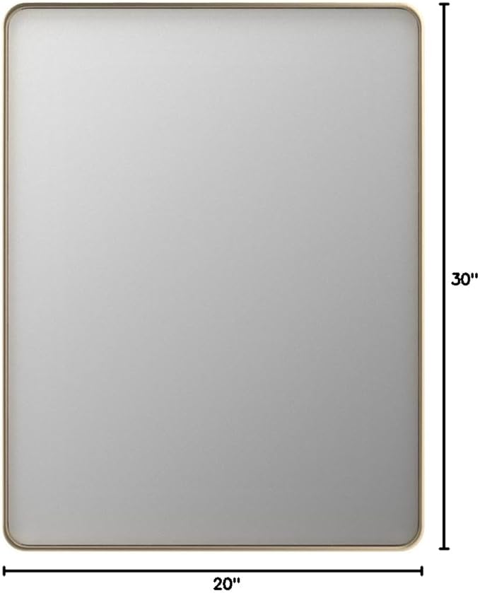 LOAAO 20”X30” Gold Bathroom Mirror, Rounded Rectangle Gold Frame Mirror