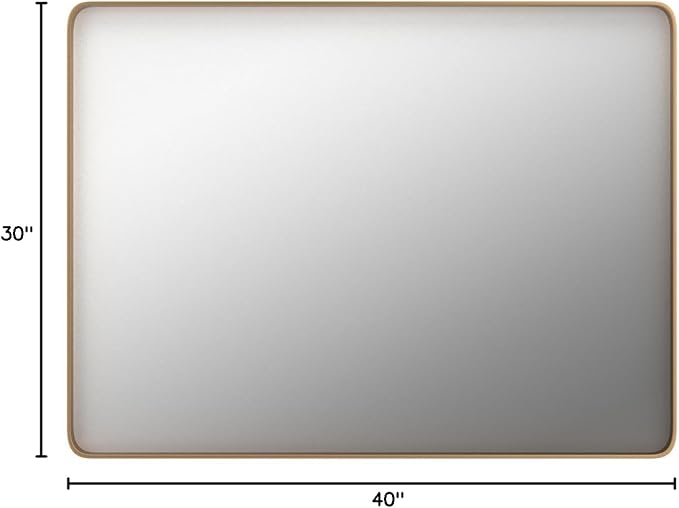 LOAAO 40”X30” Gold Bathroom Mirror, Rounded Rectangle Gold Frame Mirror