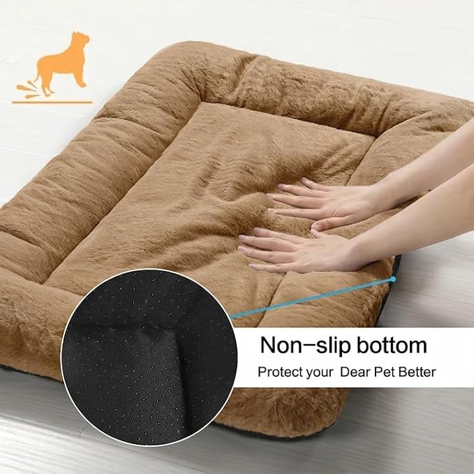 Dog Crate Pad Washable Dog Bed for Crate Small Cozy Mat 24-Inch Camel | Ultra Soft Kennel Pad,Anti-Slip Bottom,Fits for Most Metal Crates,Comfortable Sleeping Pet Mat