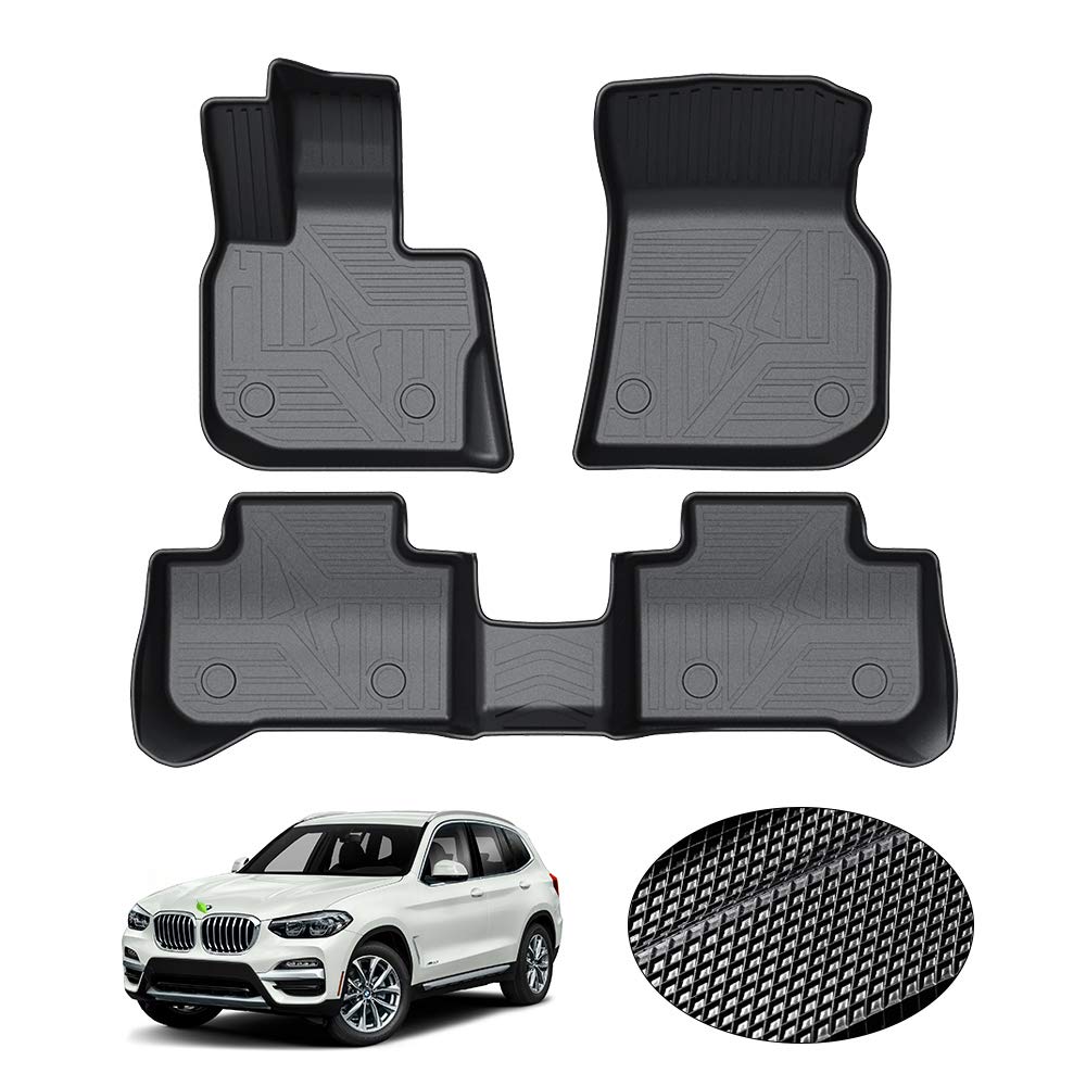 KUST Floor Mats for 2018-2024 BMW X3 G01 Accessories All Weather Floor Mat Custom Fit Floor Liners 2 Row Seat Liner Set 3PCS Bla