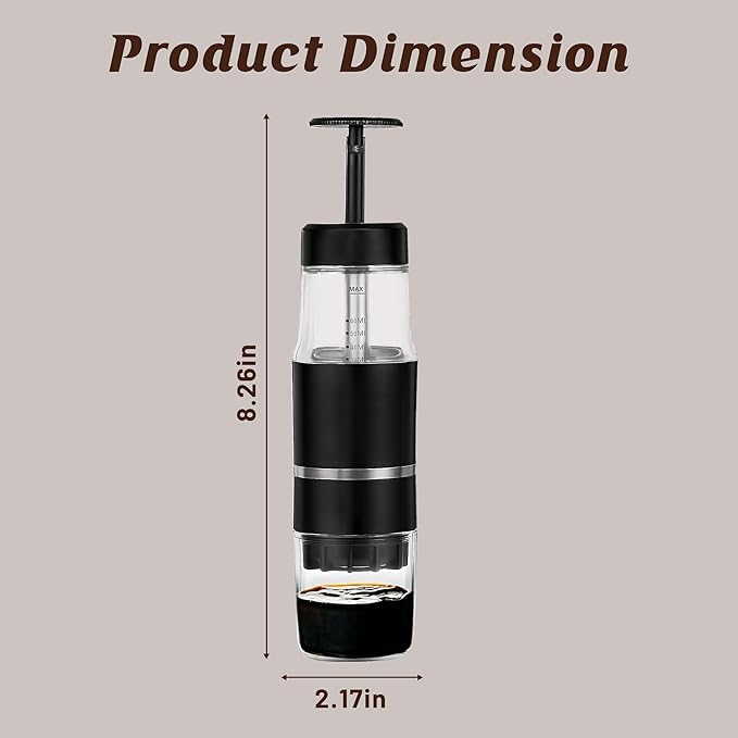 PIQUEBAR Portable Coffee Maker for Ground Coffee & Capsules, Small Espresso