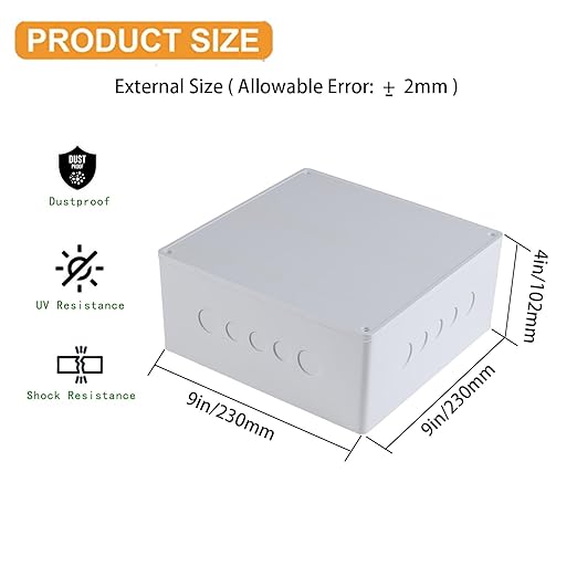 9" x 9" x 4" Junction Box with Pre Molded 3/4" & 1" Punch in Holes Electrical