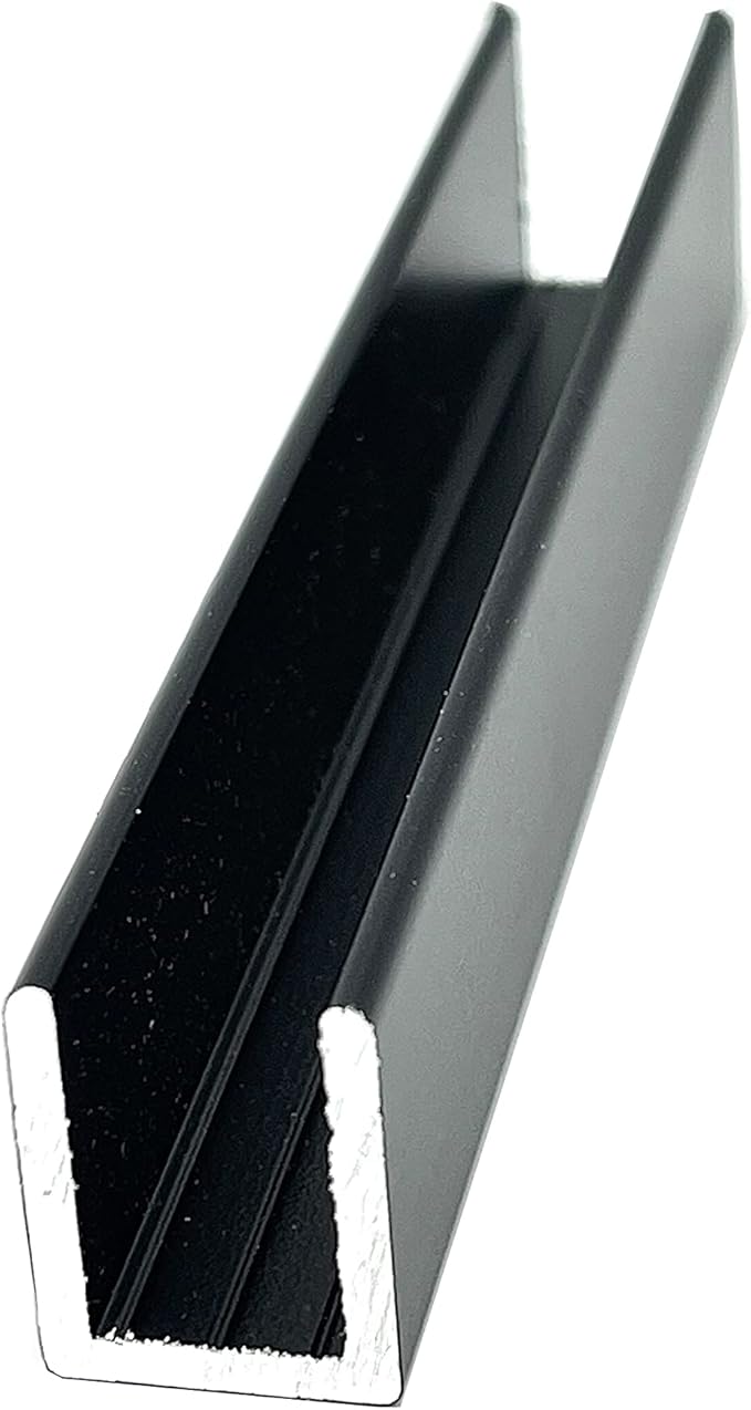 Brixwell SDCD38BL-XCP5 Black 3/8" Fixed Panel Shower Door Deep U-Channel