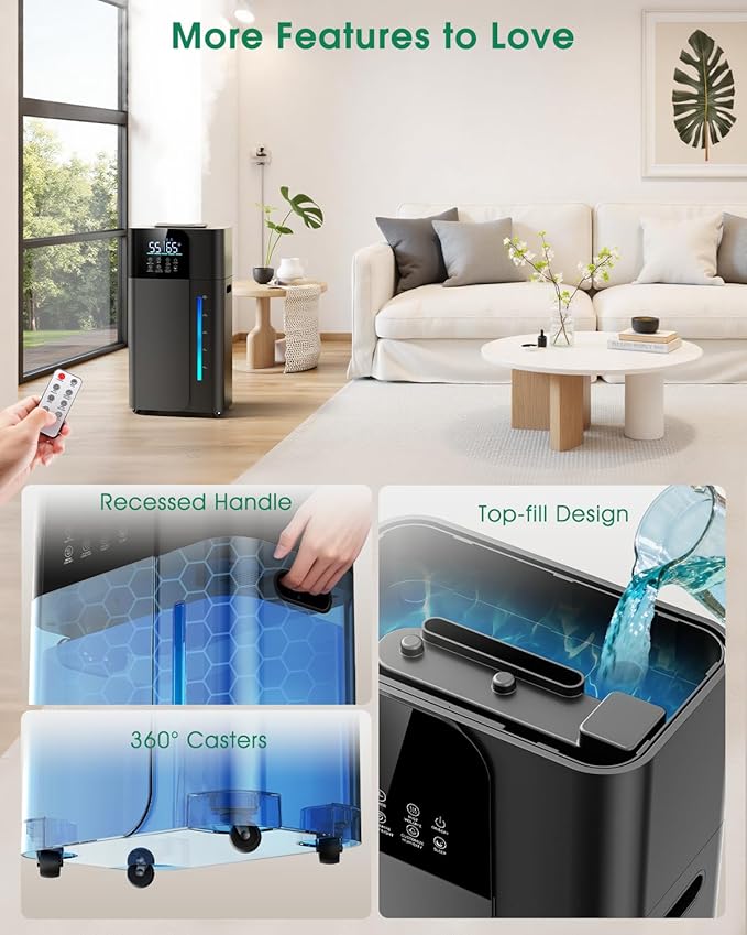 18L/4.7Gal Smart Humidifier Large Room, Warm & Cool Mist Humidifiers, 800mL/h