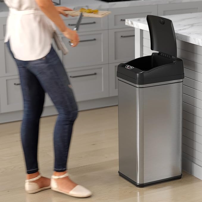 iTouchless 50 Liter / 13 Gallon Sensor 2.0 Dog-Proof Kitchen Trash Can