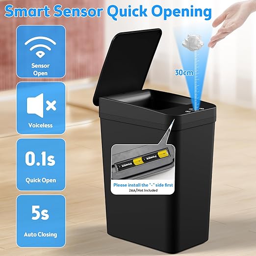 Bathroom Trash Can with Lid, KOEYLE 2 Pack 2.2 Gallon Automatic Touchless
