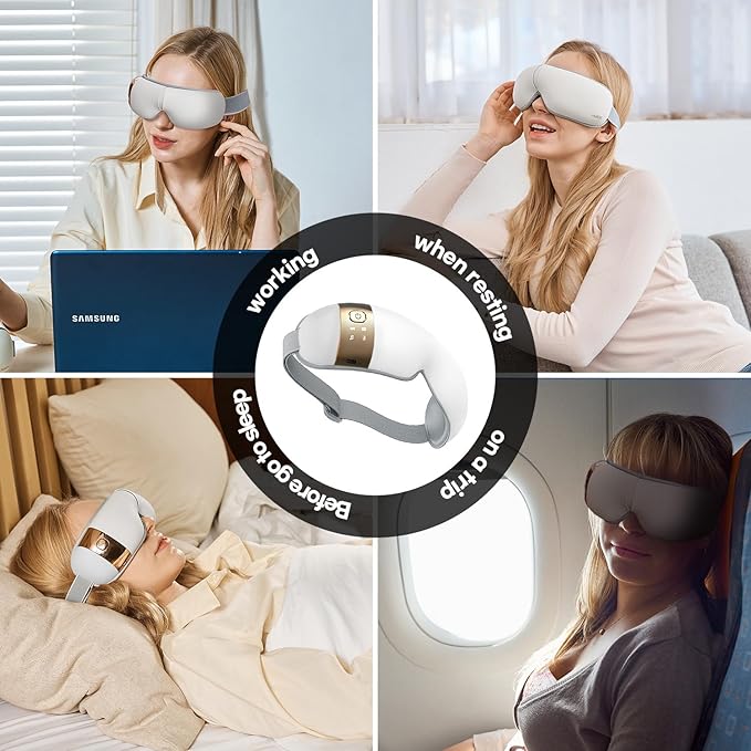 HubiCare Eye Massager with Heat, and Music Helps Relieve Strain, Dark Circles