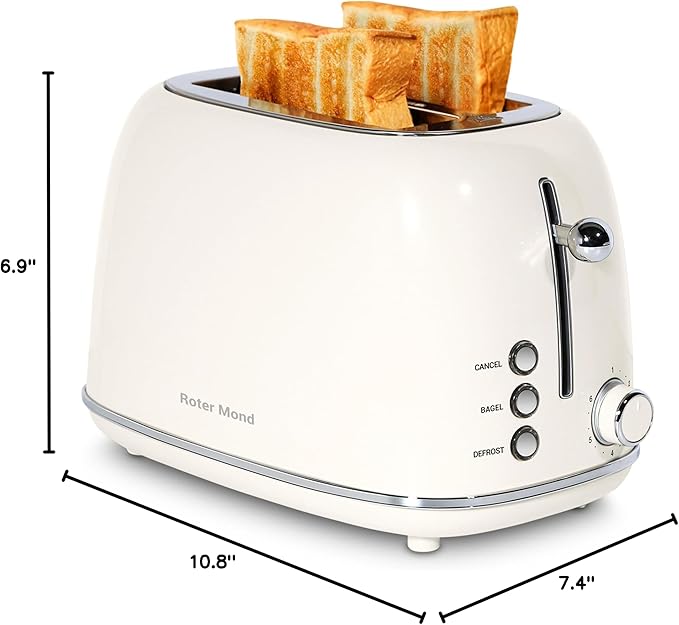 Roter Mond 2 Slice Toaster Retro Stainless Steel