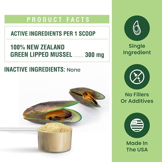 Special Breed Green Lipped Mussel Powder for Dogs & Cats - 100% New Zealand - Natural Hip & Joint Supplement for Joints, Tendons, Ligaments, Muscles - 100 Grams - Up to 332 Servings