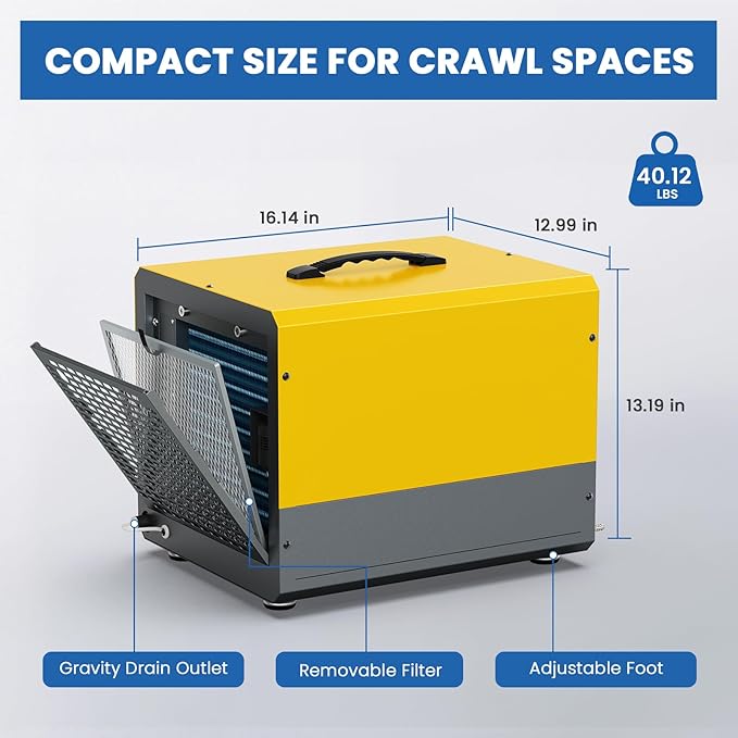 Crawl Space Dehumidifier with Pump, Sijipt 70 Pints Commercial Dehumidifier