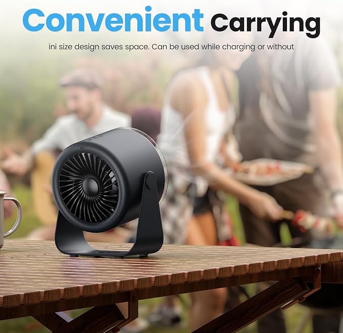 WSKEN Desk Fan with Battery Operated, Quiet Digital Display Portable Fan