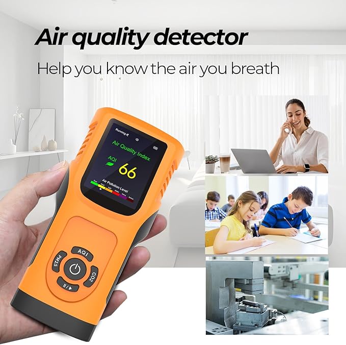Portable 6-in-1 Air Quality Monitor Indoor Air Quality Tester Air Quality Meter