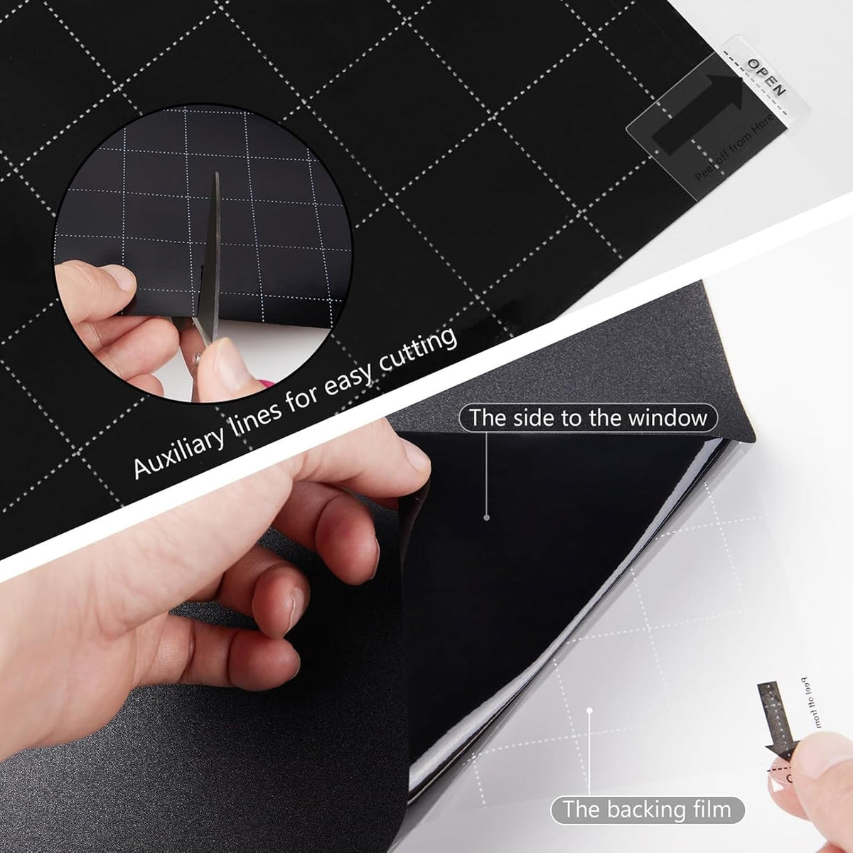 Kromapolis Blackout Window Privacy Film Total Light Blocking Room Darkening Window Covering, Removable Static Cling Frosted Glass Tint, Non-Adhesive, Black 23.6'' x 157.4''