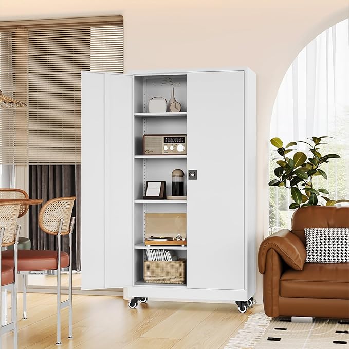 Metal Rolling Storage Cabinet-74.6” Tall Steel File Cabinets