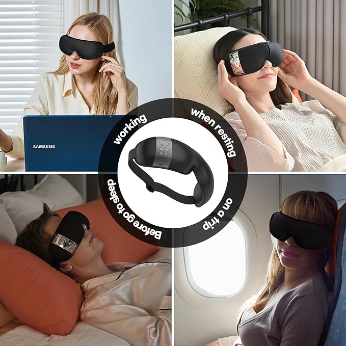 HubiCare Eye Massager with Heat, and Music Helps Relieve Strain, Dark Circles