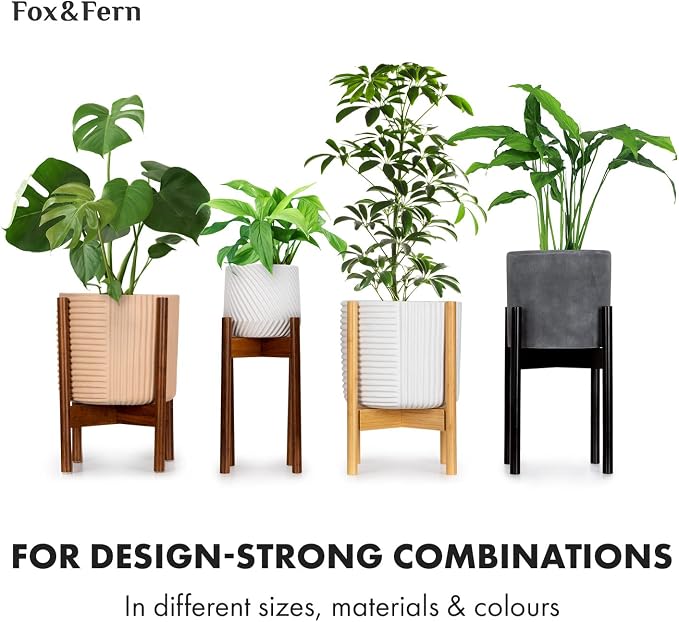 Fox & Fern Large Indoor Planter, Modern Large Plant Pot for Indoor or Outdoor, UV and Frost Resistant - 8 Inch, Matte White Flower Pot with Drainage Plug, Lightweight