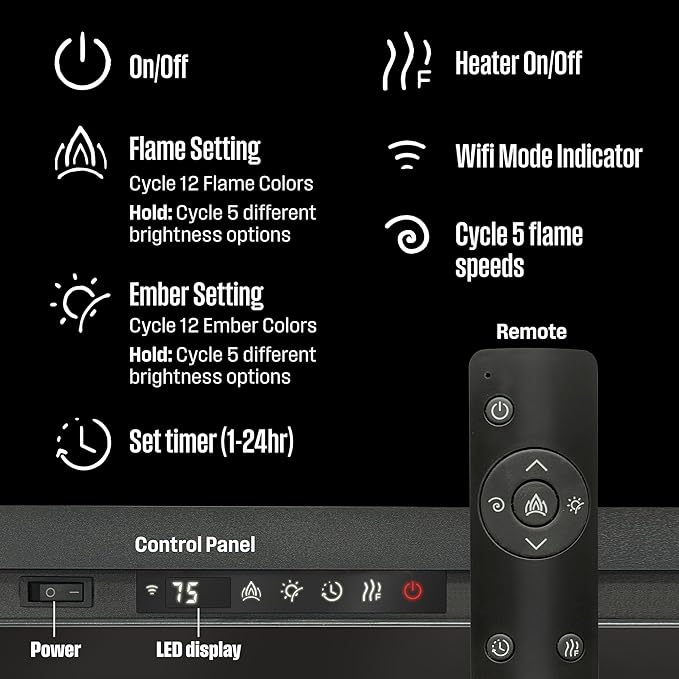 Westinghouse 50 Inch Electric Fireplace Heater, Compatible
