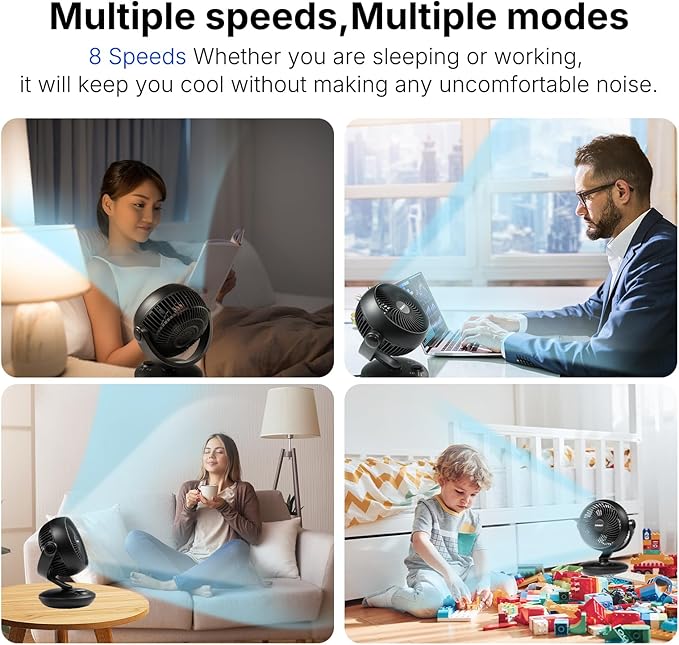 SIGBOT Fan for Bedroom with Remote, Ultra Quiet Desk Fans, with 3 Modes