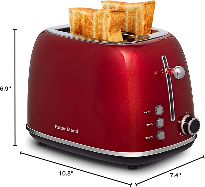 Roter Mond 2 Slice Toaster Retro Stainless Steel