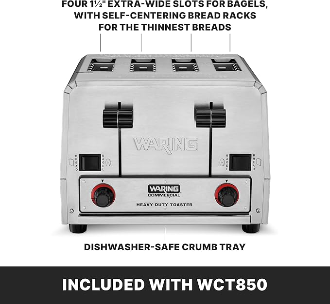 Waring Commercial WCT805 4-Slice Heavy Duty Commercial Pop-Up Bread/Bagel
