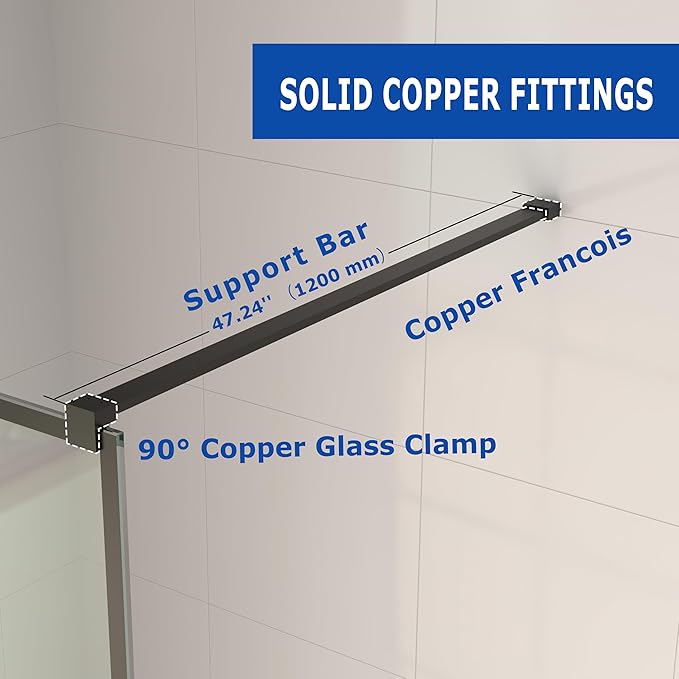 Mainzel 34" W x 76" H Fixed Shower Glass Panel, Frameless 3/8" ANSl Tempered