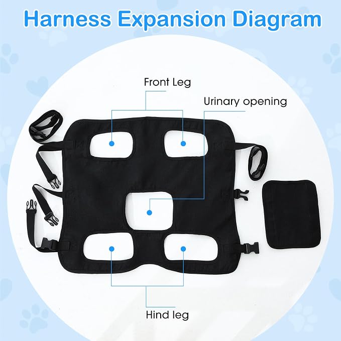 Shinylin Dog Carry Sling Emergency Backpack Pet Legs Support and Rehabilitation Dog Lift Harness Adjustable Lifting Straps Carrier for Senior Dogs Joint Injuries, Arthritis, Hiking, Skiing, Black (M)