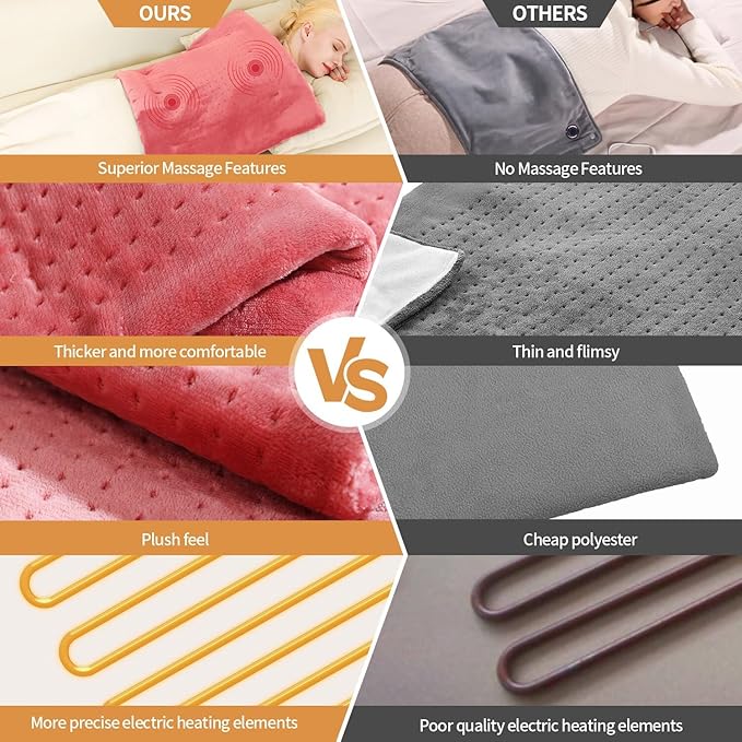 Massaging Weighted Heating Pad for Back Pain Relief, Heating Pads for Neck