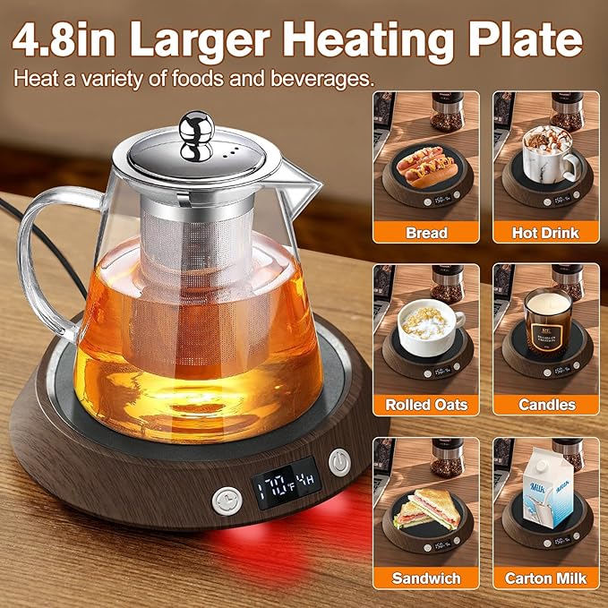 Kepwam Coffee Mug Warmer – 55W Fast Heating Coffee Warmer, 3 Temperature
