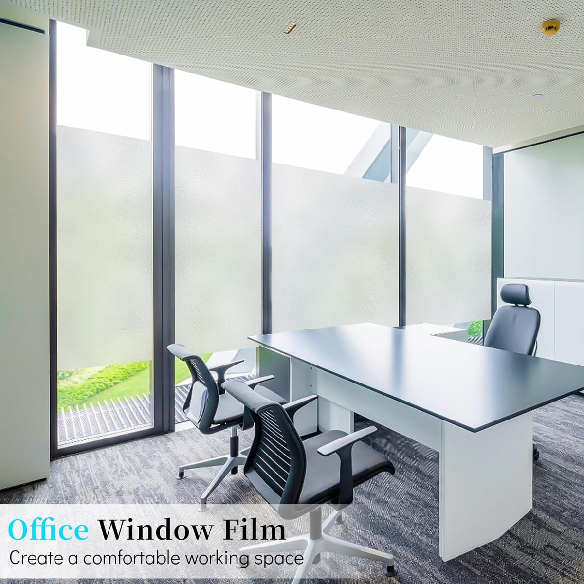 Niviy Etched Privacy Window Film Frosted Glass Static Cling Non Adhesive Window Frosting Film for Bathroom Home Office, 17.5 inch x 236 inch