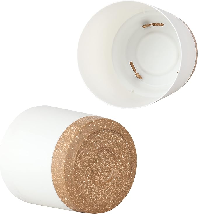 kubvici 2 Pack 8 Inch Planters for Indoor Plants, Plastic Flower Pots Plant Pots Indoor with Drainage Saucer for Outdoor Garden Home Plant, White 8”
