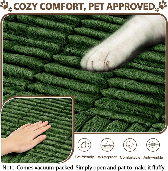 FUANGUI 2 Pack Waterproof Couch Cover for Dogs Pets Sofa Protector | Non-Slip Washable Fuzzy Soft Sofa Slipcover for 2 PCS L Shaped Sofa Pet Friendly, 27.6" x 59.1"+27.6" x 70.9",Dark Green