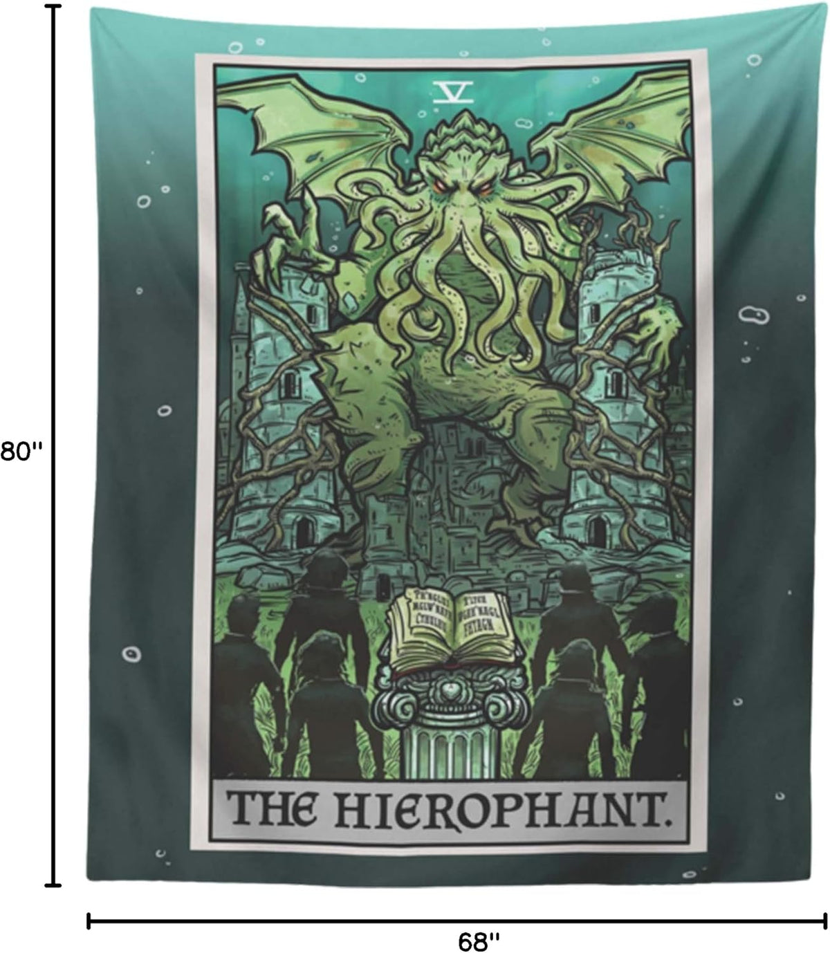 Cthulhu The Hierophant Tarot Card Wall Hanging H.P. Lovecraft Horror Home Decor Halloween Wall Art (80" x 68")