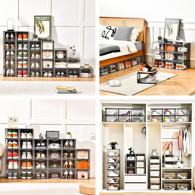 Clemate Upgraded X-Large Shoe Organizer, Shoe Storage Organizer, 12 Pack