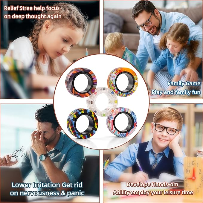 15Pcs Magnetic Adults Fidget Toys Rings, Stocking Stuffers