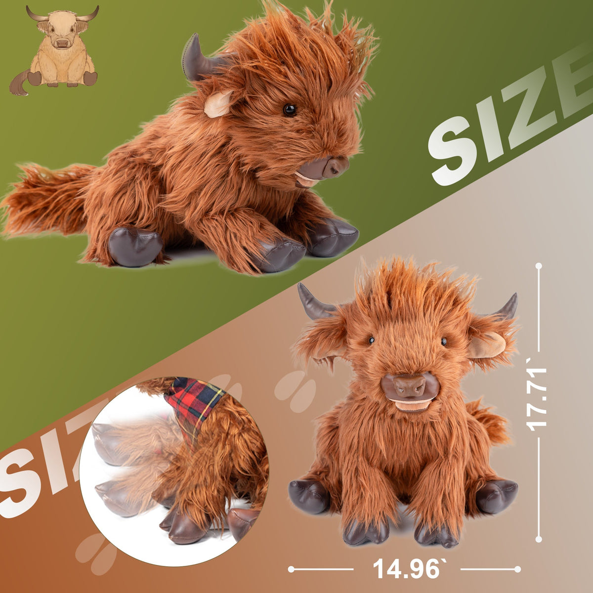 Highland Cow Plush – Weighted Toy for Kids & Adults