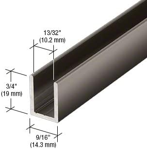 Brixwell SDCD38GM-CCP23 Gun Metal 3/8" Fixed Panel Shower Door Deep U-Channel