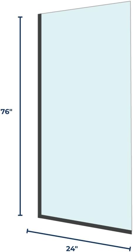 Fixed Glass Shower Wall Panel, 10mm Thick Glass Door 24" x 76", Frameless