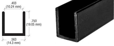 Brixwell SDCD38BL-CCP12-XCP5 Black 3/8" Fixed Panel Shower Door Deep U-Channel