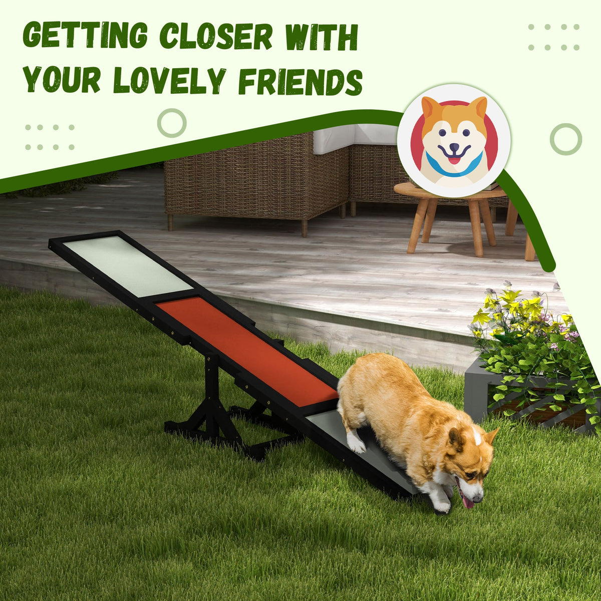 Wooden Dog Agility Seesaw for Training and Exercise, Black