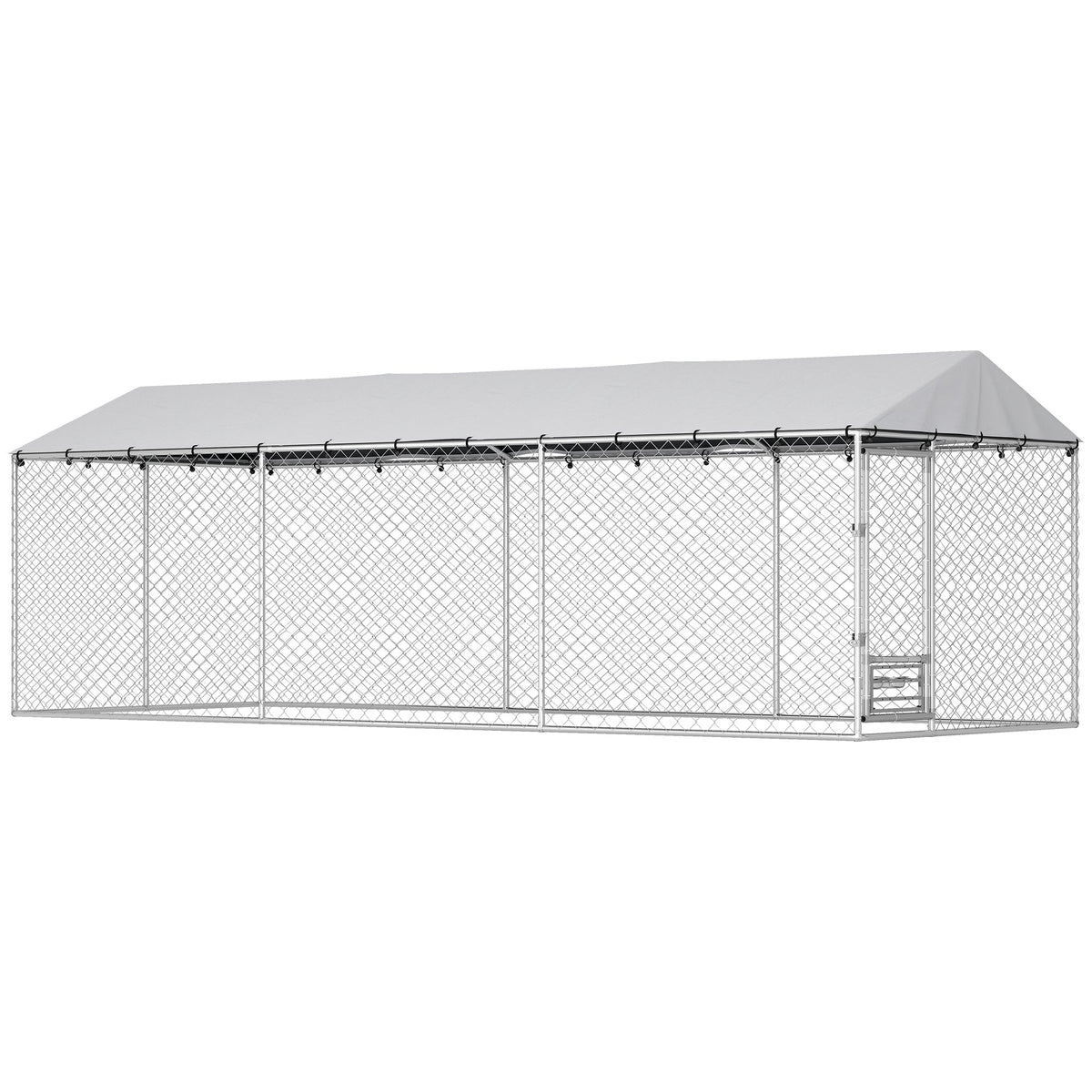 Dog Kennel Outdoor Dog Run Waterproof UV-Resist Cover Lockable Door Adjustable Bowls 20 x 7.5 x 6.5ft