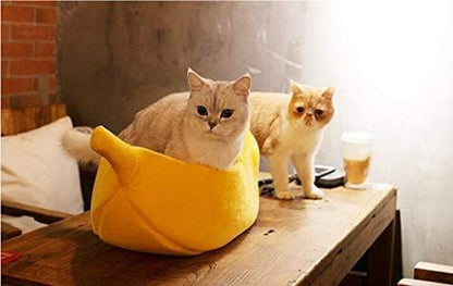 Petgrow · Cute Banana Cat Bed House Large Size, Christmas Pet Bed Soft Warm Cat Cuddle Bed, Lovely Pet Supplies for Cats Kittens Rabbit Small Dogs Bed,Yellow