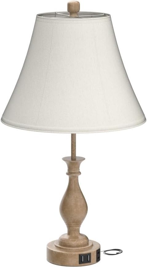 Farmhouse Table Lamp Touch Control 3-Way Dimmable Table Lamp, Modern Nightstand Lamp with 2 USB Port Bedside Desk Lamp with Fabric Shade for Living Room Bedroom Hotel (Pack 1-Beige Shade)