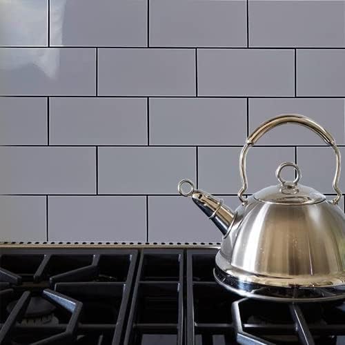 AULIGET 100-Piece Polished Grey Thick PVC Peel and Stick Backsplash