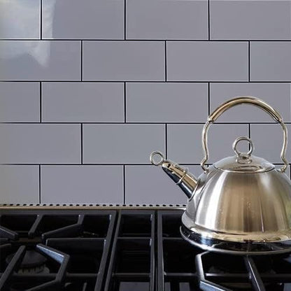 AULIGET 100-Piece Polished Grey Thick PVC Peel and Stick Backsplash
