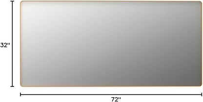 LOAAO 72”X32” Gold Bathroom Mirror, Rounded Rectangle Gold Frame Mirror