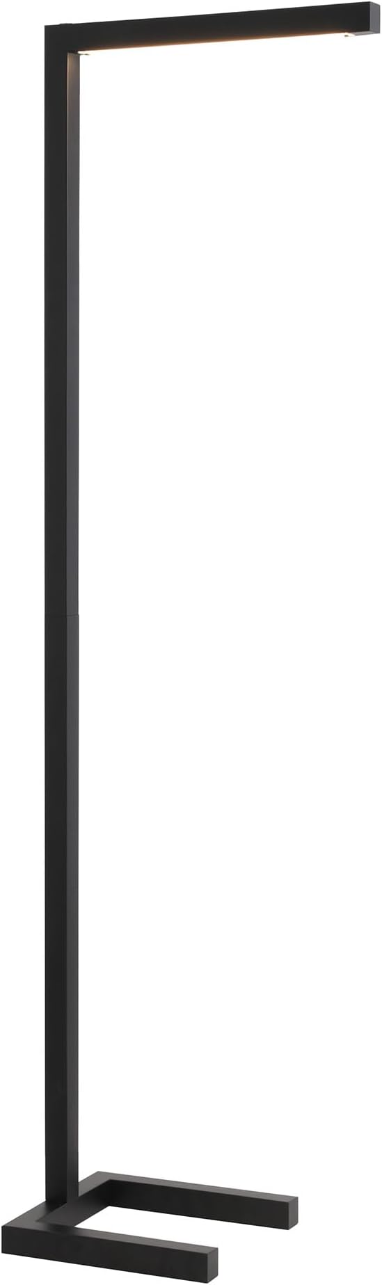 Henn&Hart 52'' Modern LED 1-Light Floor Lamp with Blackened Bronze Metal Rectangle Shade for Living Room, Bedroom, or Office, Blackened Bronze