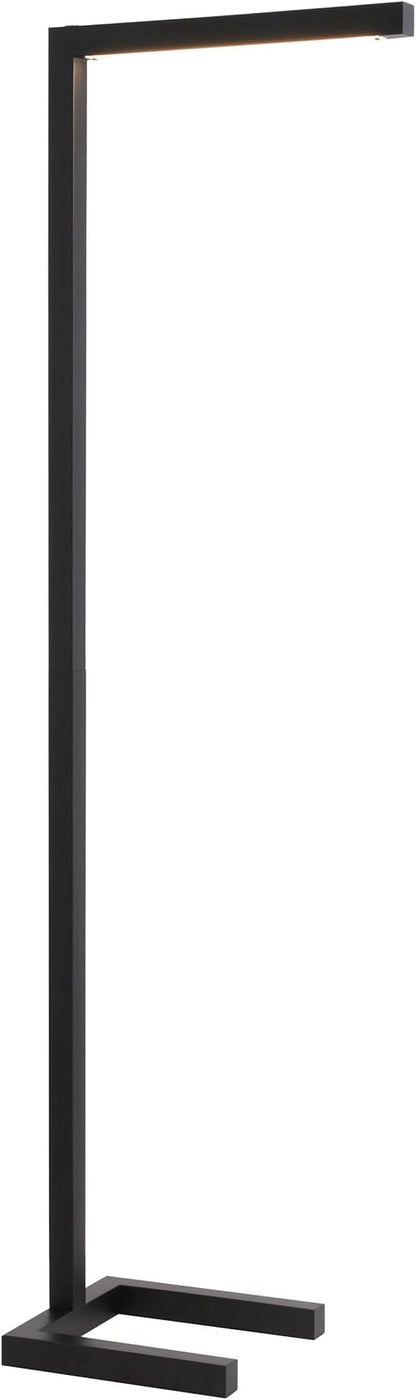 Henn&Hart 52'' Modern LED 1-Light Floor Lamp with Blackened Bronze Metal Rectangle Shade for Living Room, Bedroom, or Office, Blackened Bronze