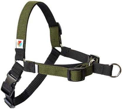 No Pull Dog Harness | Comfortable Training Harnesses | Effective No Pull Harness Design | Ideal for Large Sized Dog | 4-Point Adjustable(L - 26~32 inch Girth, Olive)