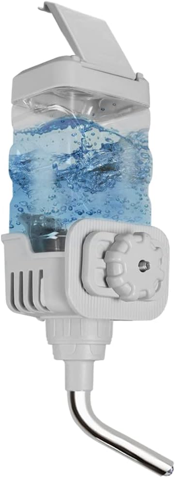 Vannon Small Animal Water Dispenser for Cage, 25oz Auto Feeding Crate Water Bottle for Rabbit, Chinchilla, Ferret, Guinea Pig, Squirrel, Hedgehog, Pet Nozzle Diameter: 10mm, BPA Free, Grey