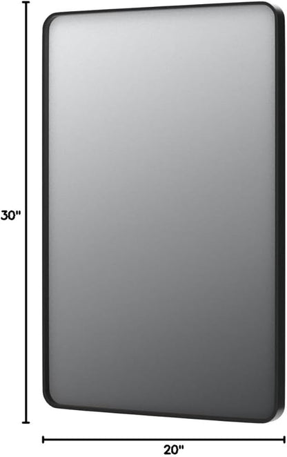 LOAAO 20X30 Inch Black Metal Framed Bathroom Mirror